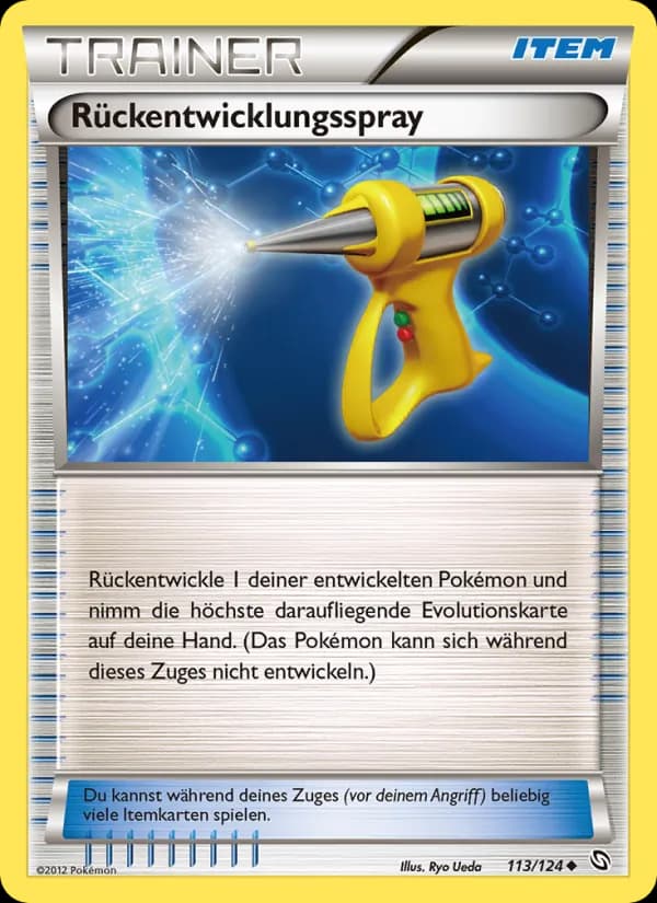 Rückentwicklungsspray card in German