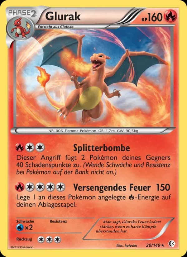 Glurak card in German