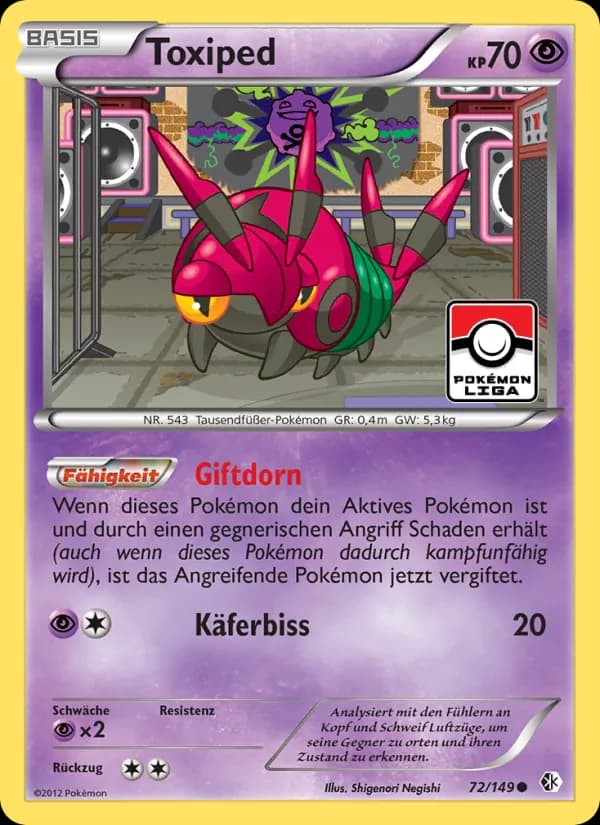 Toxiped card in German