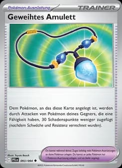 Geweihtes Amulett card in German