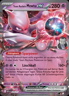 Team Rockets Mewtu-ex card in German