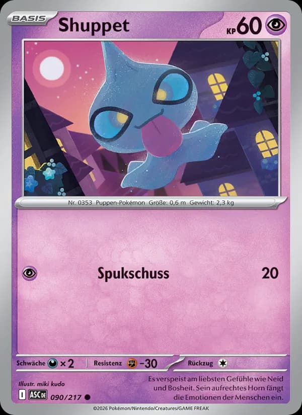 Shuppet card in German
