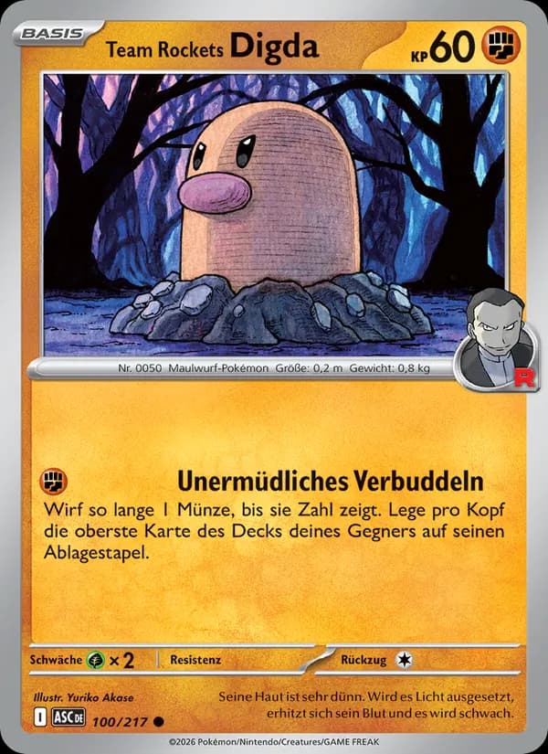 Team Rockets Digda card in German