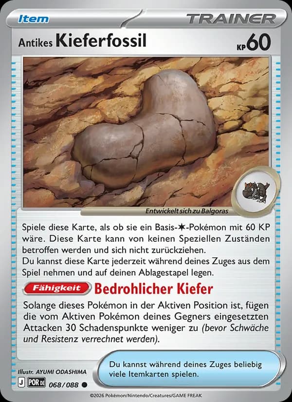 Antikes Kieferfossil card in German