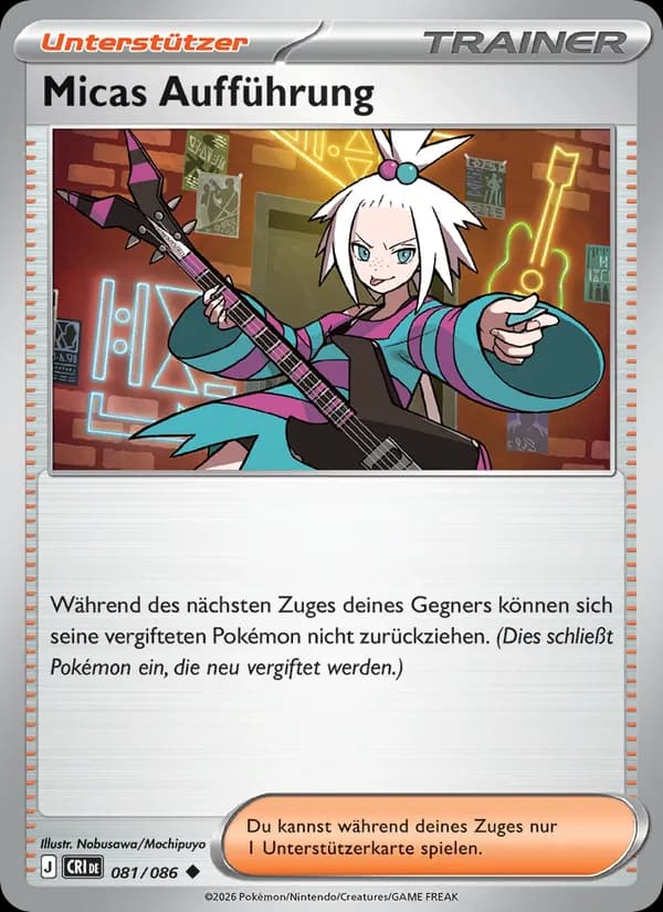 Micas Aufführung card in German