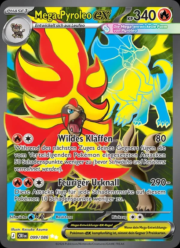 Mega-Pyroleo-ex card in German
