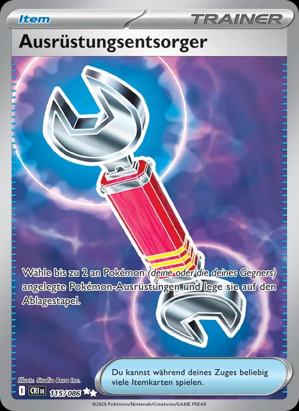 Ausrüstungsentsorger card in German