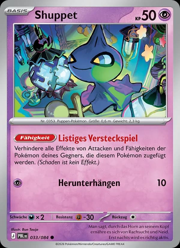 Shuppet card in German