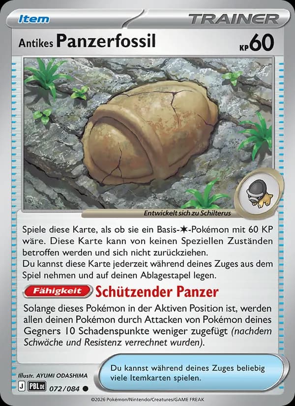 Antikes Panzerfossil card in German