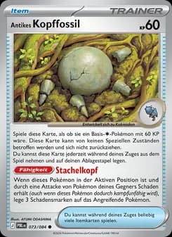 Antikes Kopffossil card in German