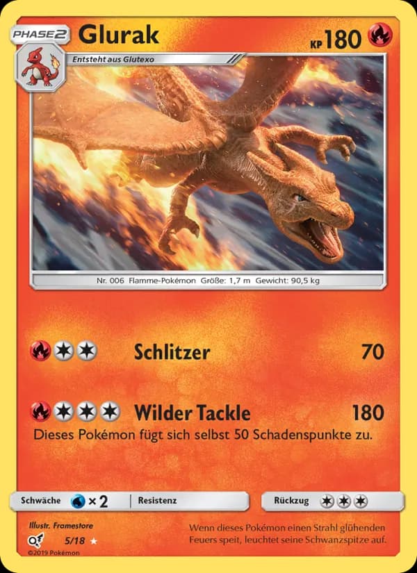Glurak card in German