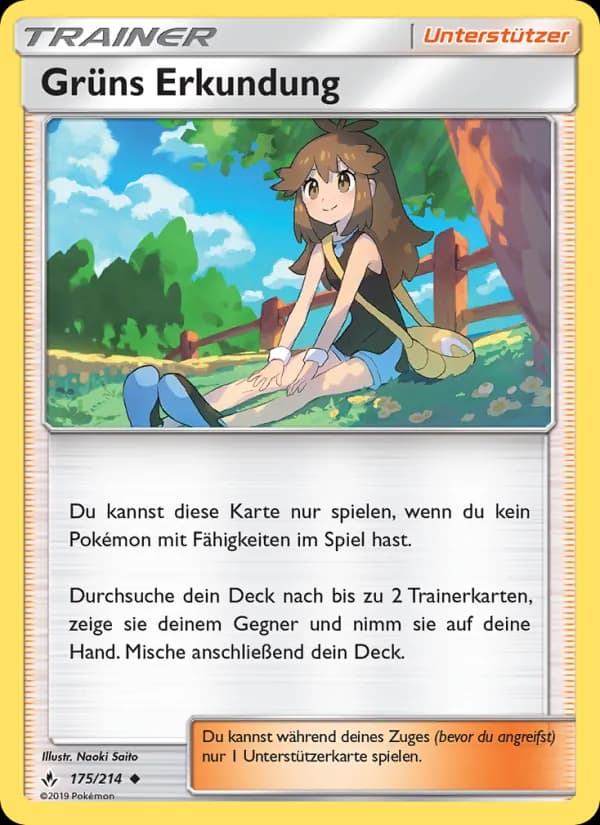 Grüns Erkundung card in German