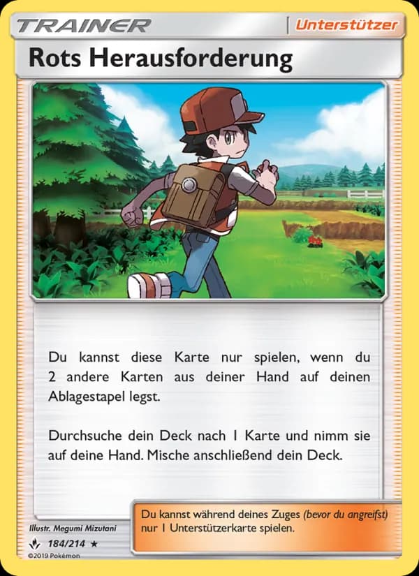 Rots Herausforderung card in German