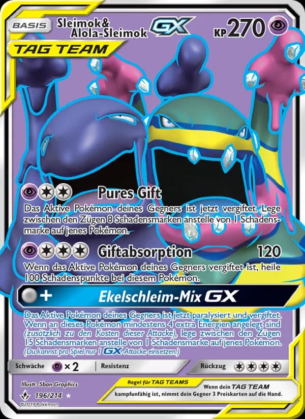 Sleimok & Alola-Sleimok GX card in German