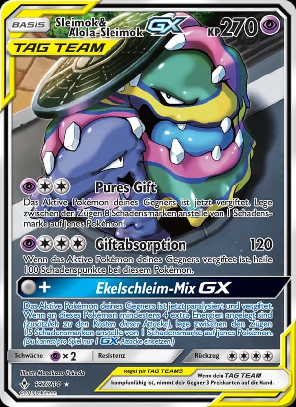 Sleimok & Alola-Sleimok GX card in German