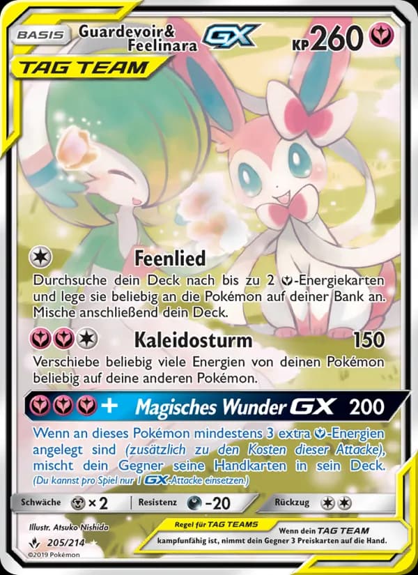 Guardevoir & Feelinara GX card in German