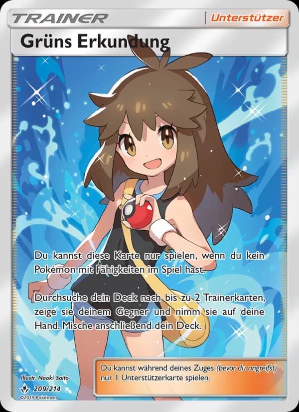Grüns Erkundung card in German