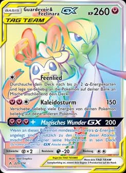 Guardevoir & Feelinara GX card in German