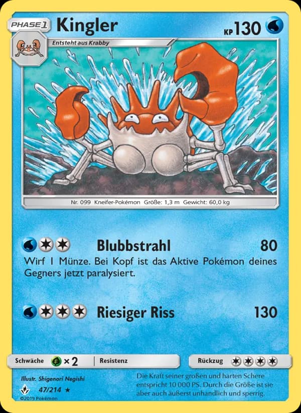 Kingler card in German