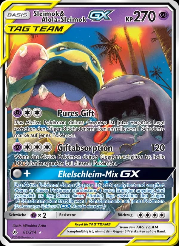 Sleimok & Alola-Sleimok GX card in German