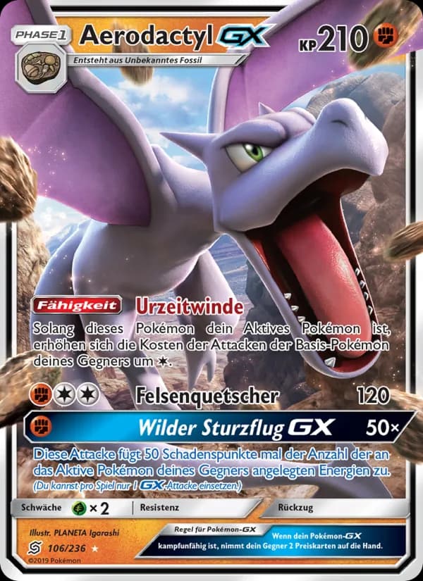Aerodactyl GX card in German