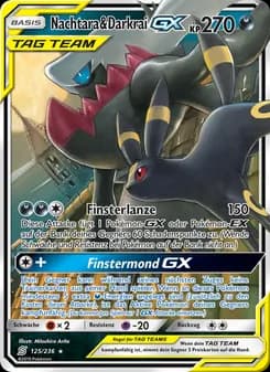 Nachtara & Darkrai GX card in German