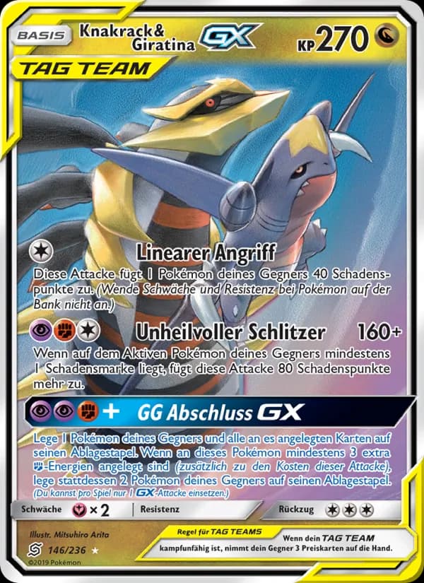 Knakrack & Giratina GX card in German