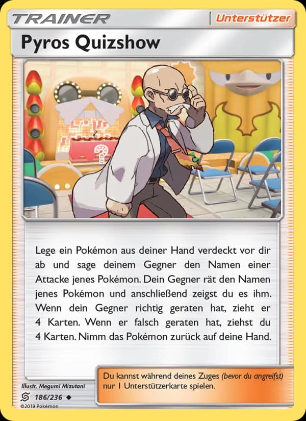 Pyros Quizshow card in German