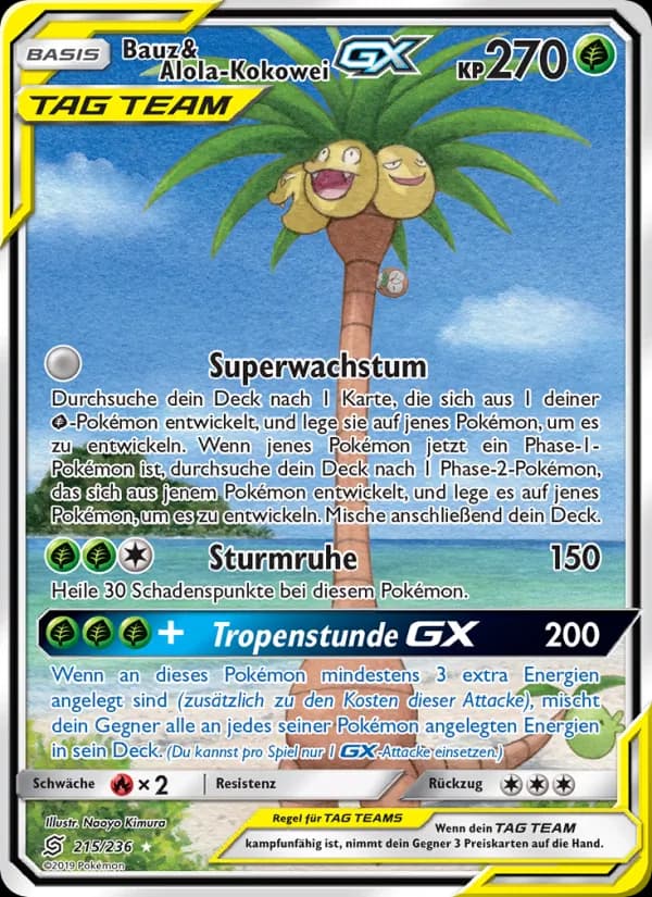 Bauz & Alola-Kokowei GX card in German