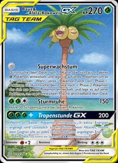 Bauz & Alola-Kokowei GX card in German