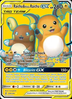Raichu & Alola-Raichu GX card in German