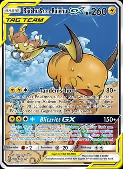 Raichu & Alola-Raichu GX card in German