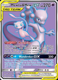 Mewtu & Mew GX card in German