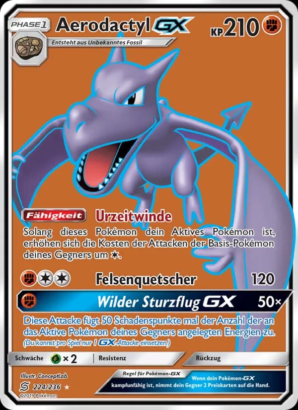 Aerodactyl GX card in German