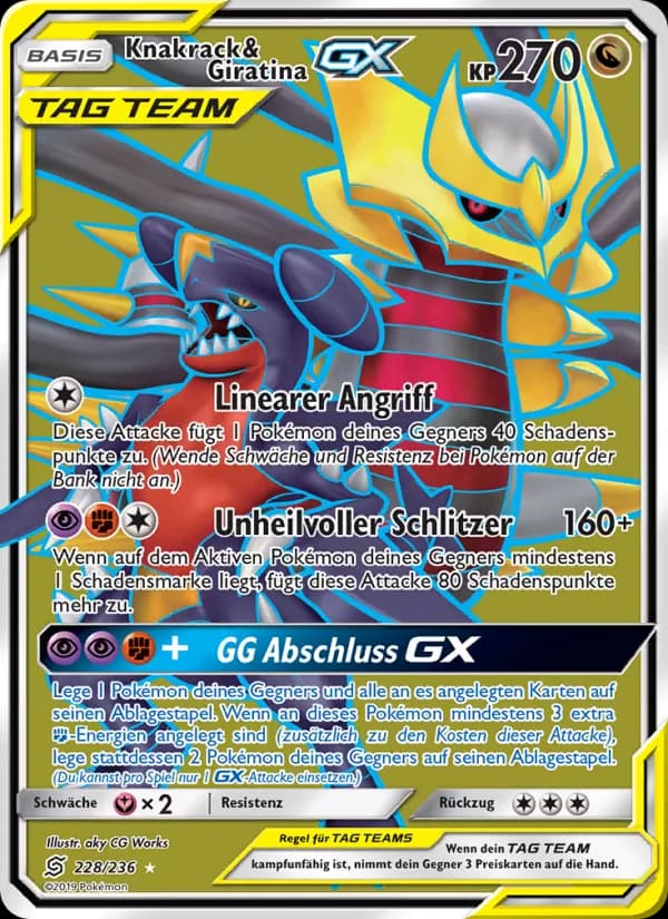 Knakrack & Giratina GX card in German