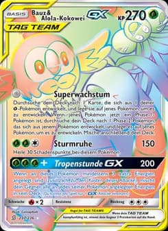 Bauz & Alola-Kokowei GX card in German