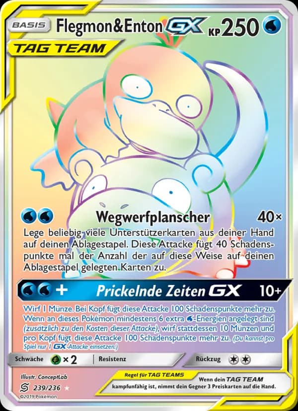 Flegmon & Enton GX card in German