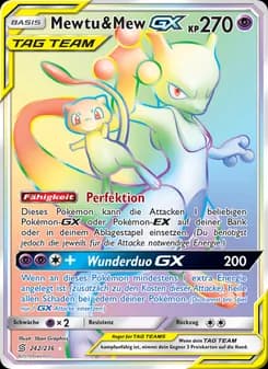 Mewtu & Mew GX card in German