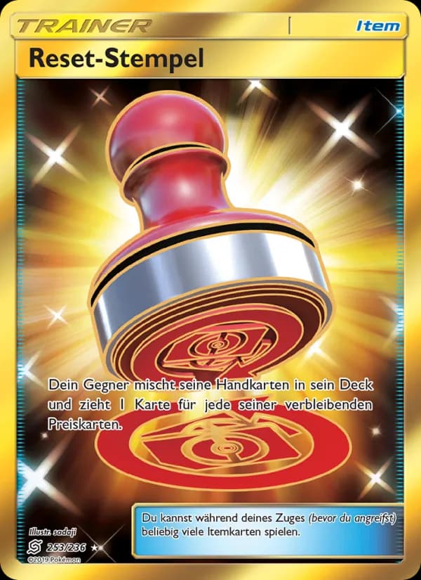 Reset-Stempel card in German