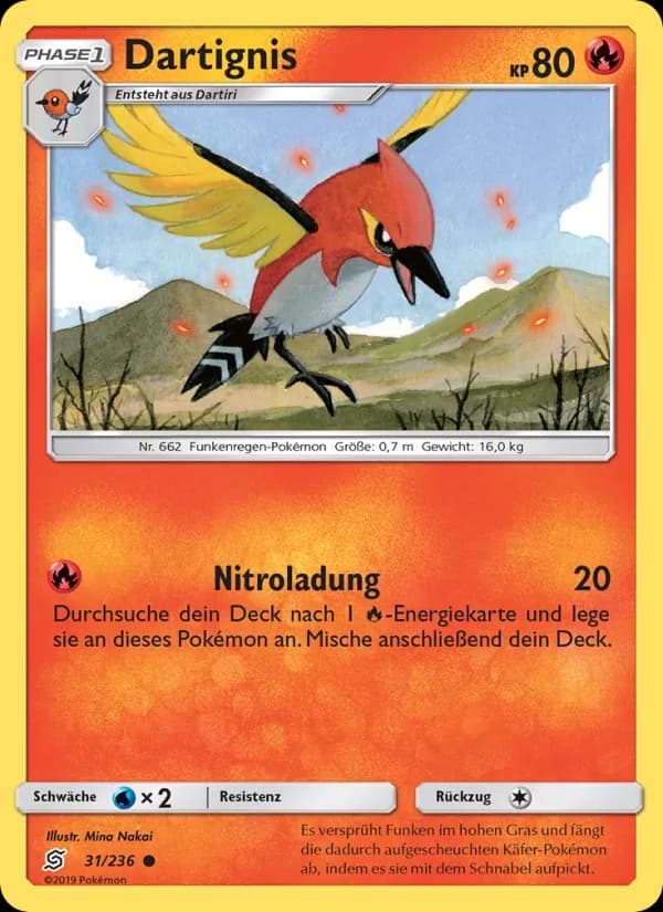 Dartignis card in German
