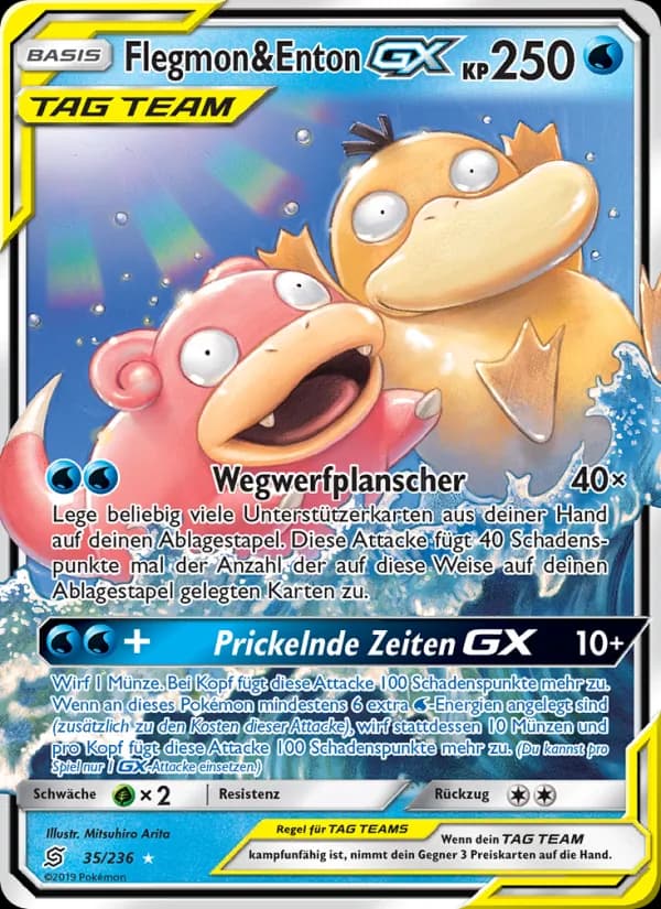 Flegmon & Enton GX card in German