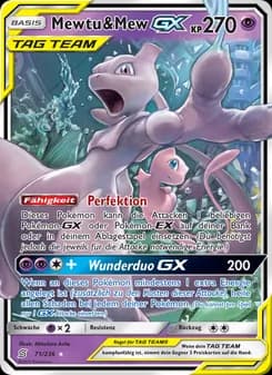 Mewtu & Mew GX card in German