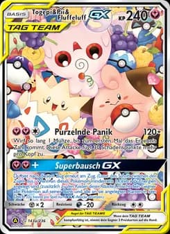 Togepi & Pii & Fluffeluff GX card in German