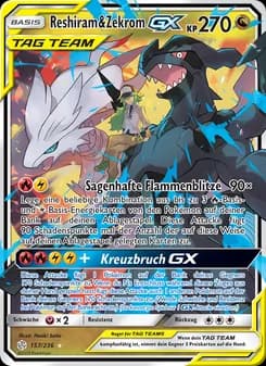 Reshiram & Zekrom GX card in German