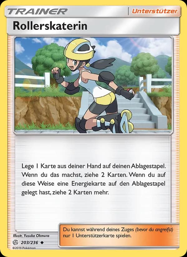 Rollerskaterin card in German