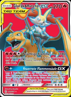 Glurak & Rutena GX card in German