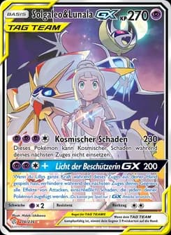 Solgaleo & Lunala GX card in German