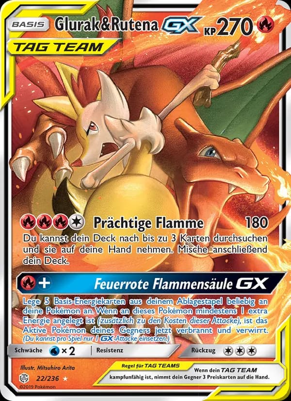 Glurak & Rutena GX card in German