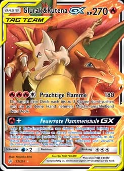 Glurak & Rutena GX card in German
