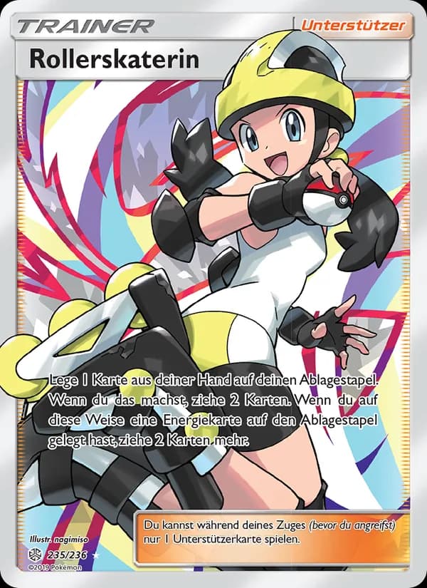 Rollerskaterin card in German